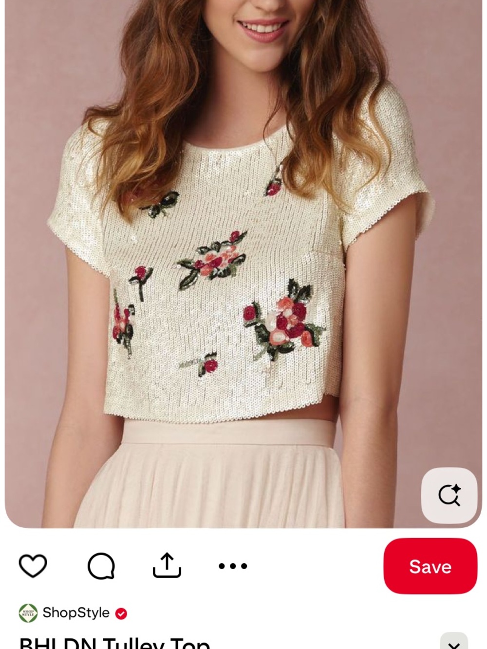 BHLDN Pallavi Mohan Tulley Sequin Floral Crop Top